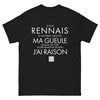 T-shirt Rennais noir - Je suis rennais, je ne ferme pas ma gueule
