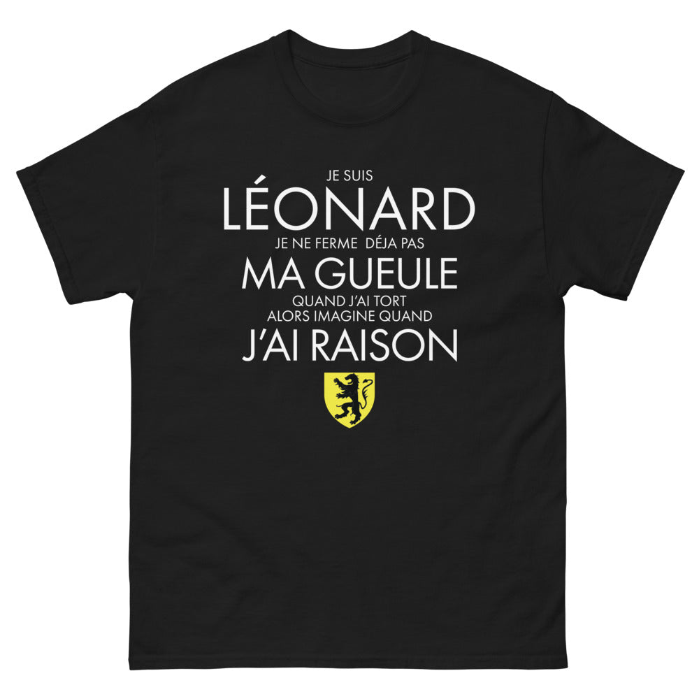 T-shirt humour noir - Je suis Léonard, je ne ferme pas ma gueule