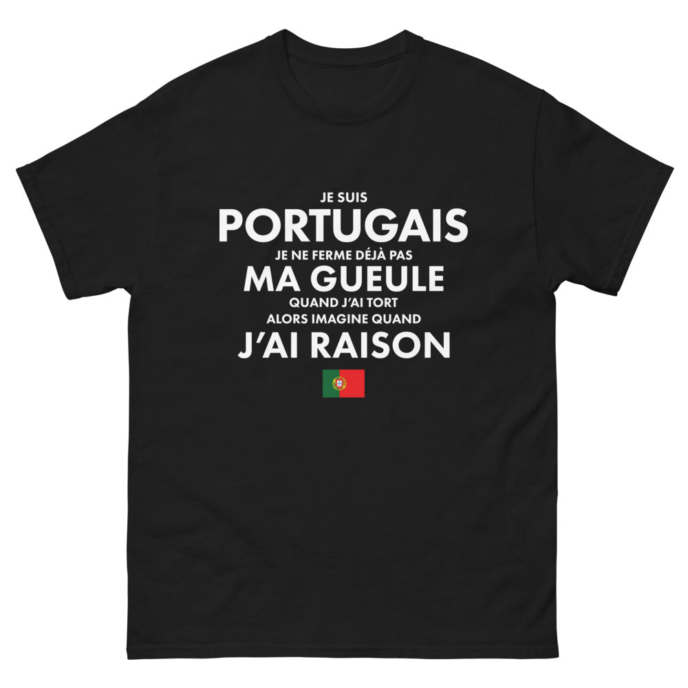 T-shirt Portugal noir - Je suis Portugais, drôle et fier