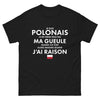 T-shirt Pologne noir - Je suis Polonais : je ne ferme pas ma gueule