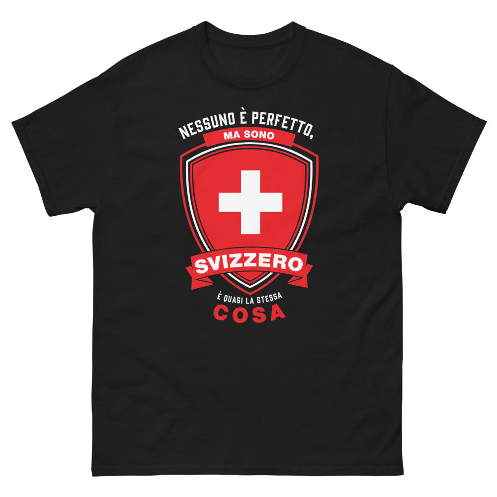 T-Shirt Suisse navy — Nessuno è Perfetto ma Sono Svizzero
