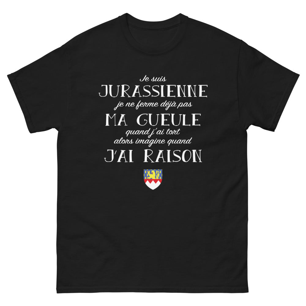 T-shirt Jura noir - Je suis jurassienne, fière et bavarde