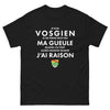 T-shirt Vosgien noir - Je ne ferme pas ma gueule quand j'ai tort