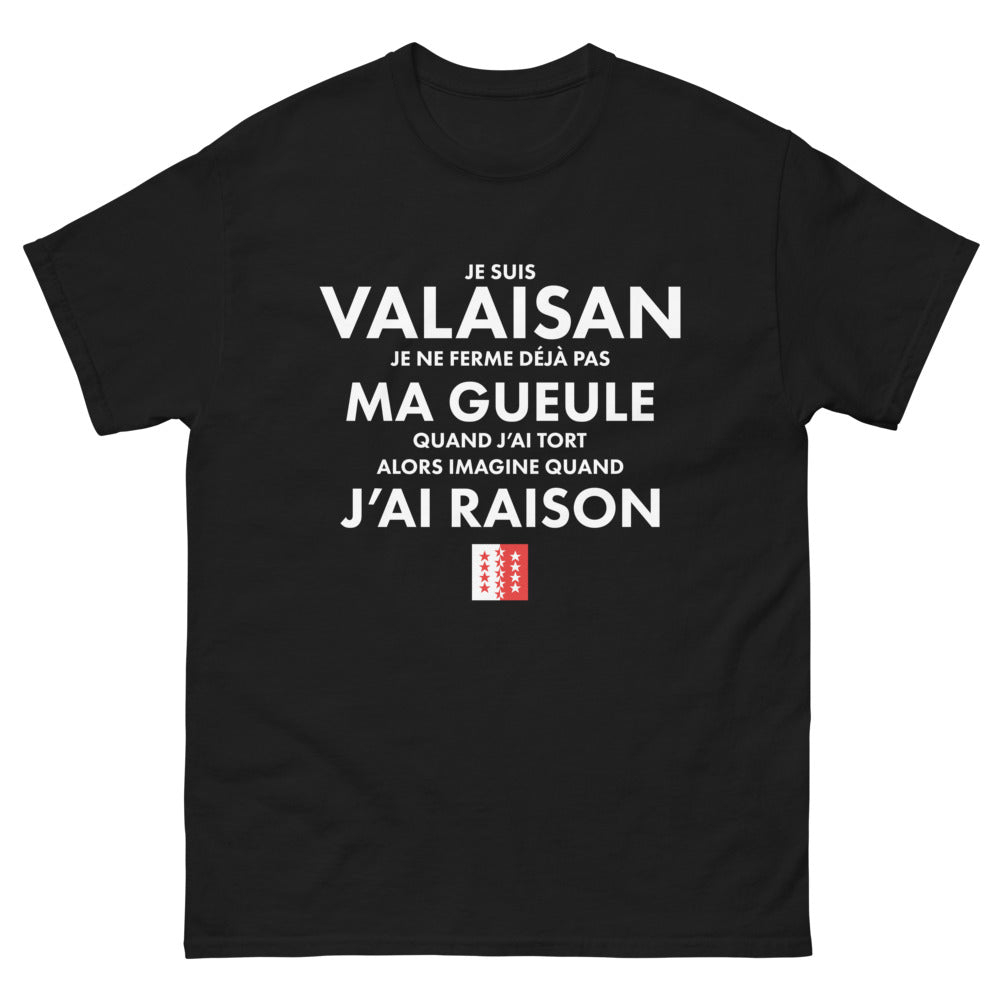 T-shirt Valaisan noir - Je suis valaisan, je ne ferme pas ma gueule