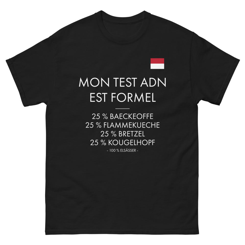 T-shirt Alsace noir - Mon Test ADN est formel : 100% Elsasser