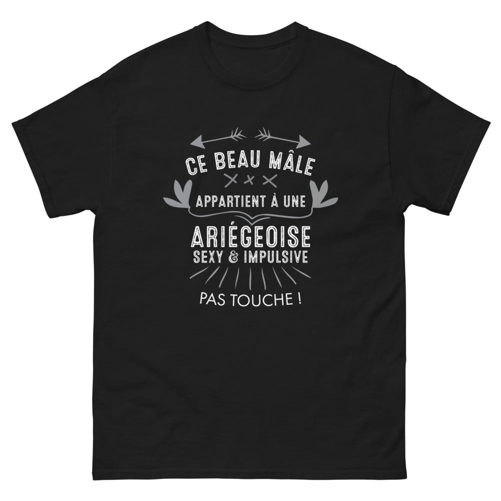 T-shirt Ariège noir - Ce beau mâle appartient à une ariégeoise sexy