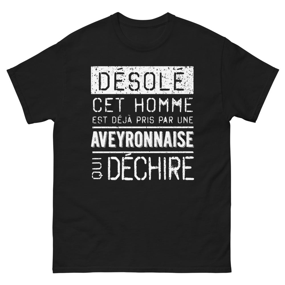 T-shirt Aveyron noir - Désolé cet homme est déjà pris