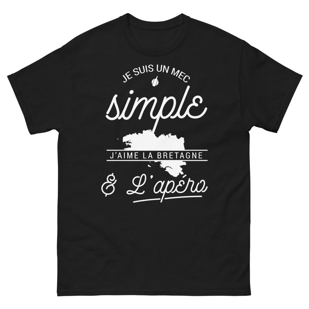 T-shirt Bretagne noir - Je suis un mec simple, j'aime la Bretagne et l'apéro