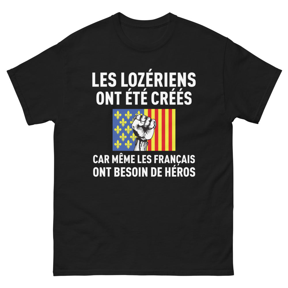 T-shirt Lozérien noir - Les Lozériens ont besoin de héros