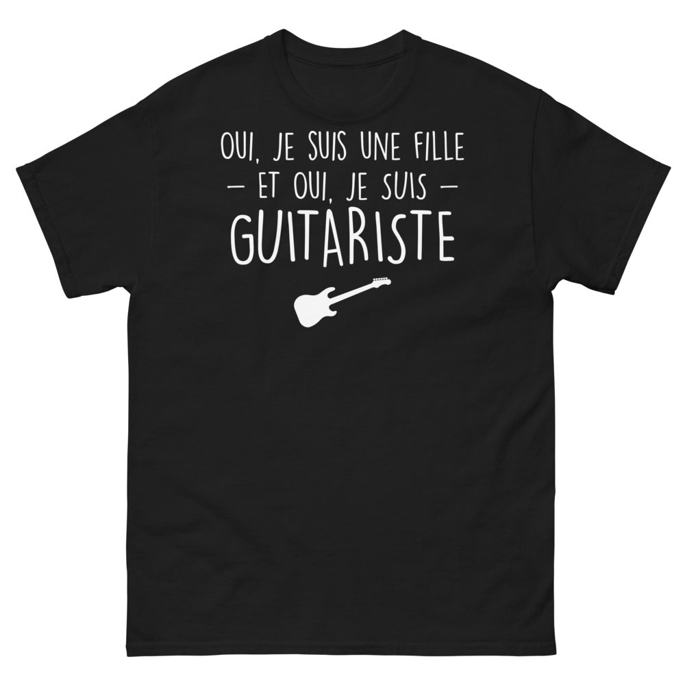 T-shirt musique noir - Je suis une fille et une guitariste