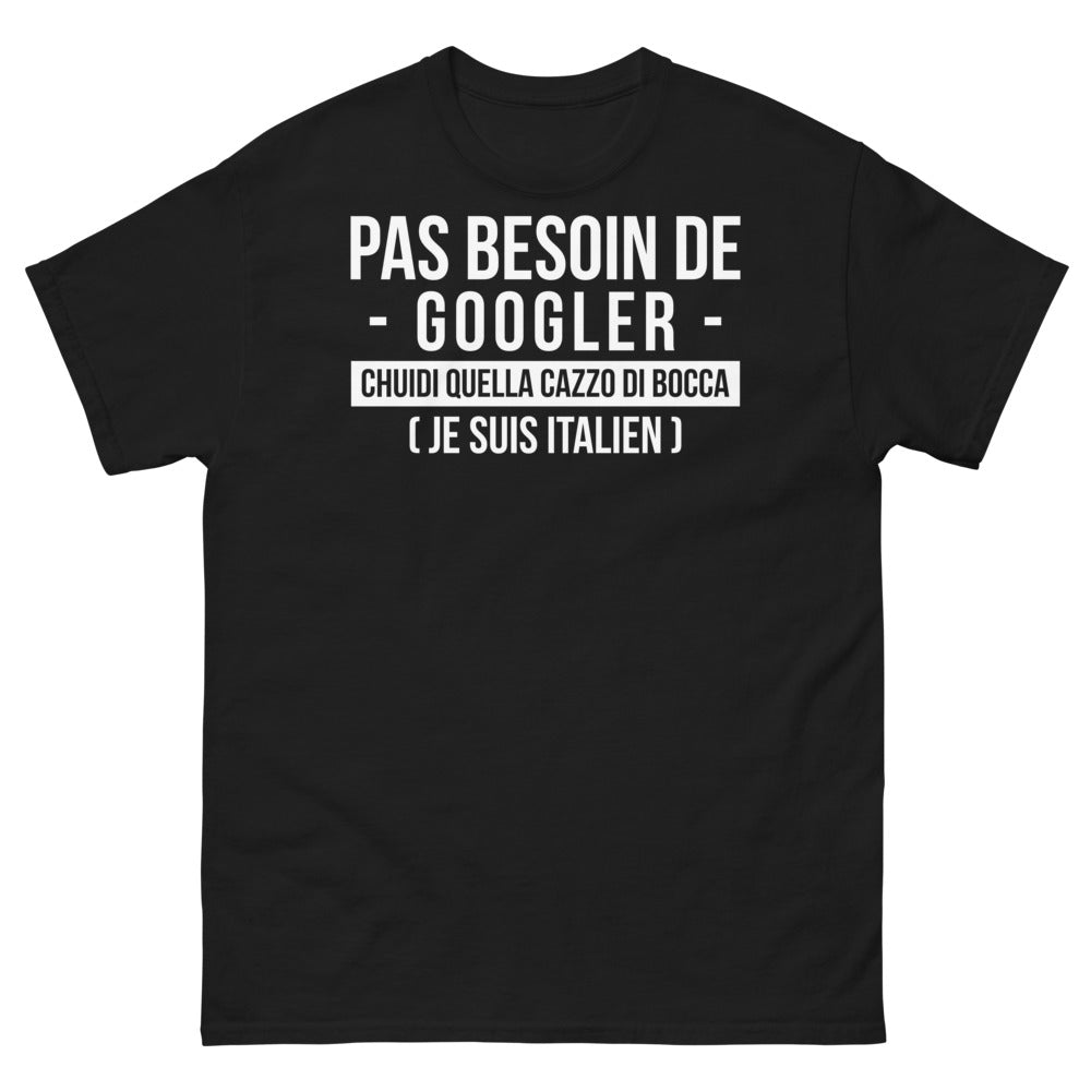 T-shirt Italie noir - Pas besoin de googler, je suis italien