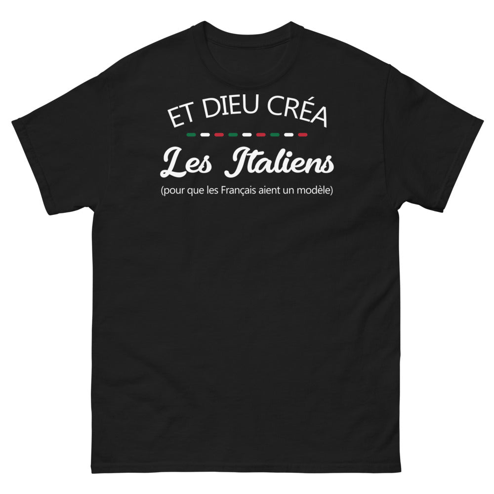 T-shirt Italie noir - Et Dieu créa les Italiens pour les Français