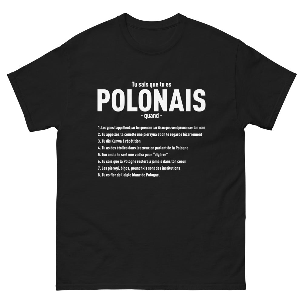T-shirt Pologne noir - Humour sur la pierzyna et kurwa