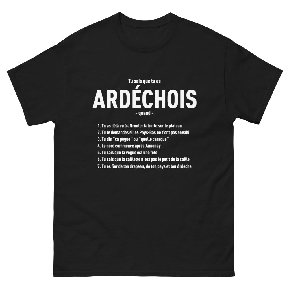 T-shirt Ardèche noir - Tu sais que tu es Ardéchois quand...