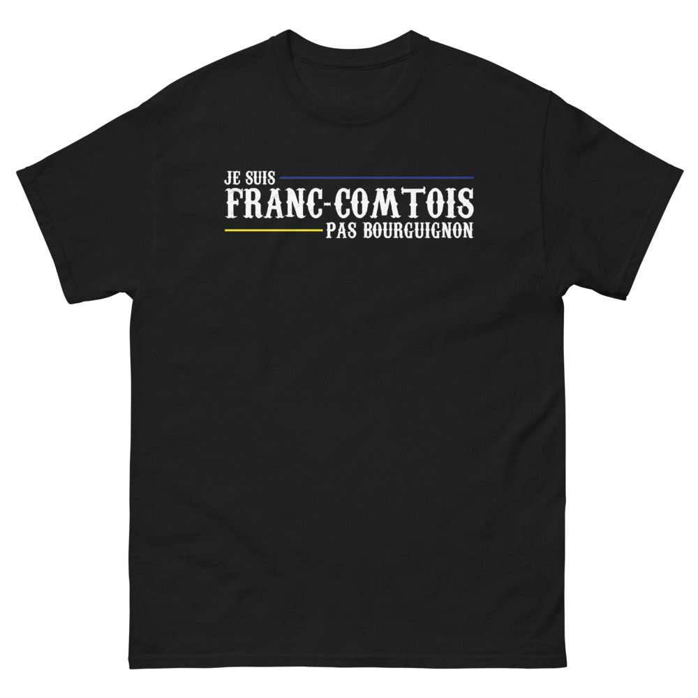 T-shirt Franche-Comté noir - Je suis Franc-Comtois, pas Bourguignon