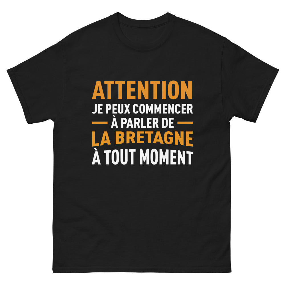 T-shirt Bretagne noir - Attention je peux parler de la Bretagne
