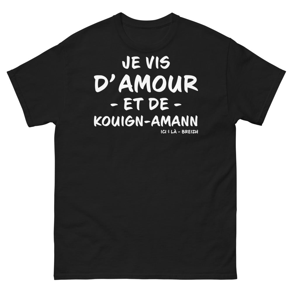 T-shirt Bretagne noir - Je vis d'Amour et de Kouign Amann