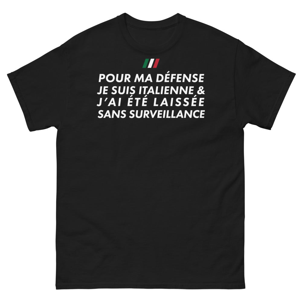 T-shirt Italie noir - Défense d'une Italienne en liberté