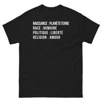 Thumbnail for T-shirt Origines Humaines noir - Liberté, Amour et Politique