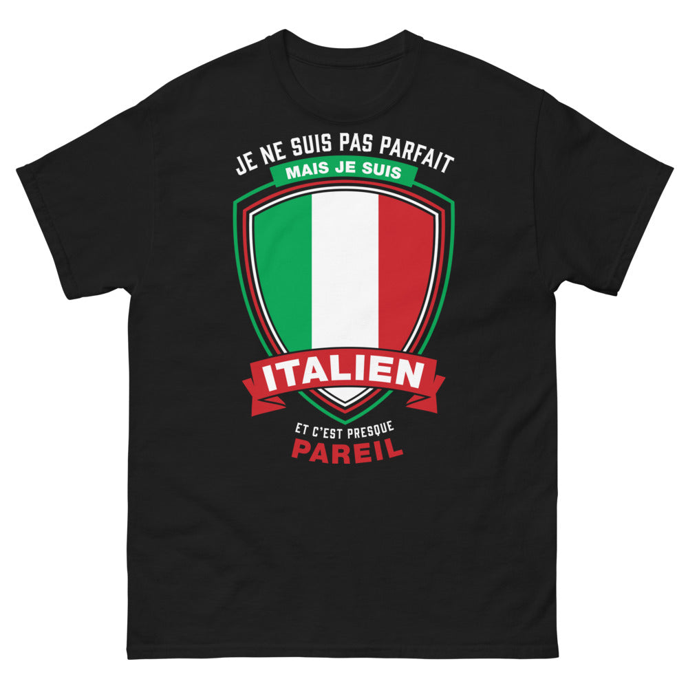 T-shirt Italien noir - Je ne suis pas parfait mais je suis Italien