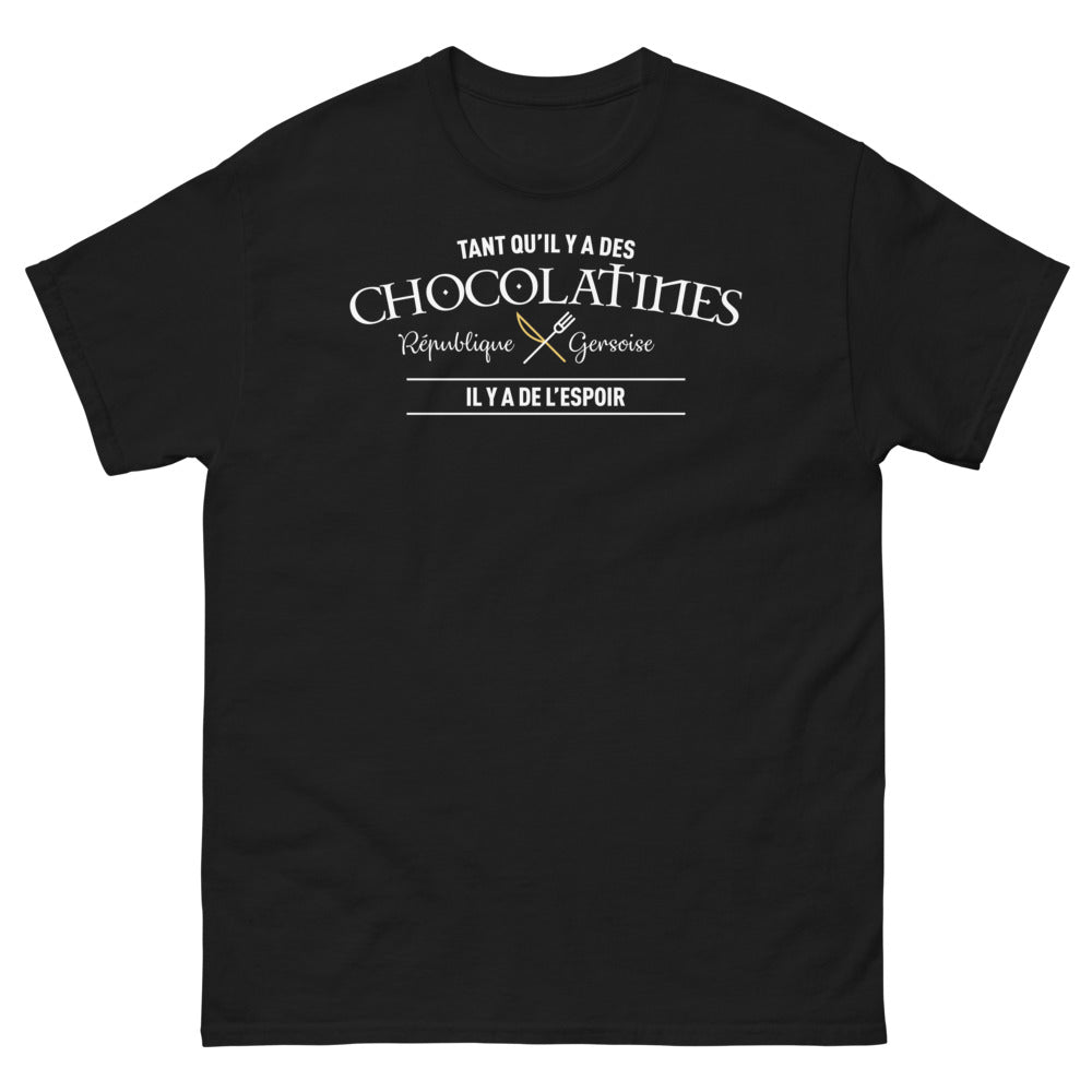 T-shirt Gers noir - Tant qu'il y a des chocolatines, il y a de l'espoir
