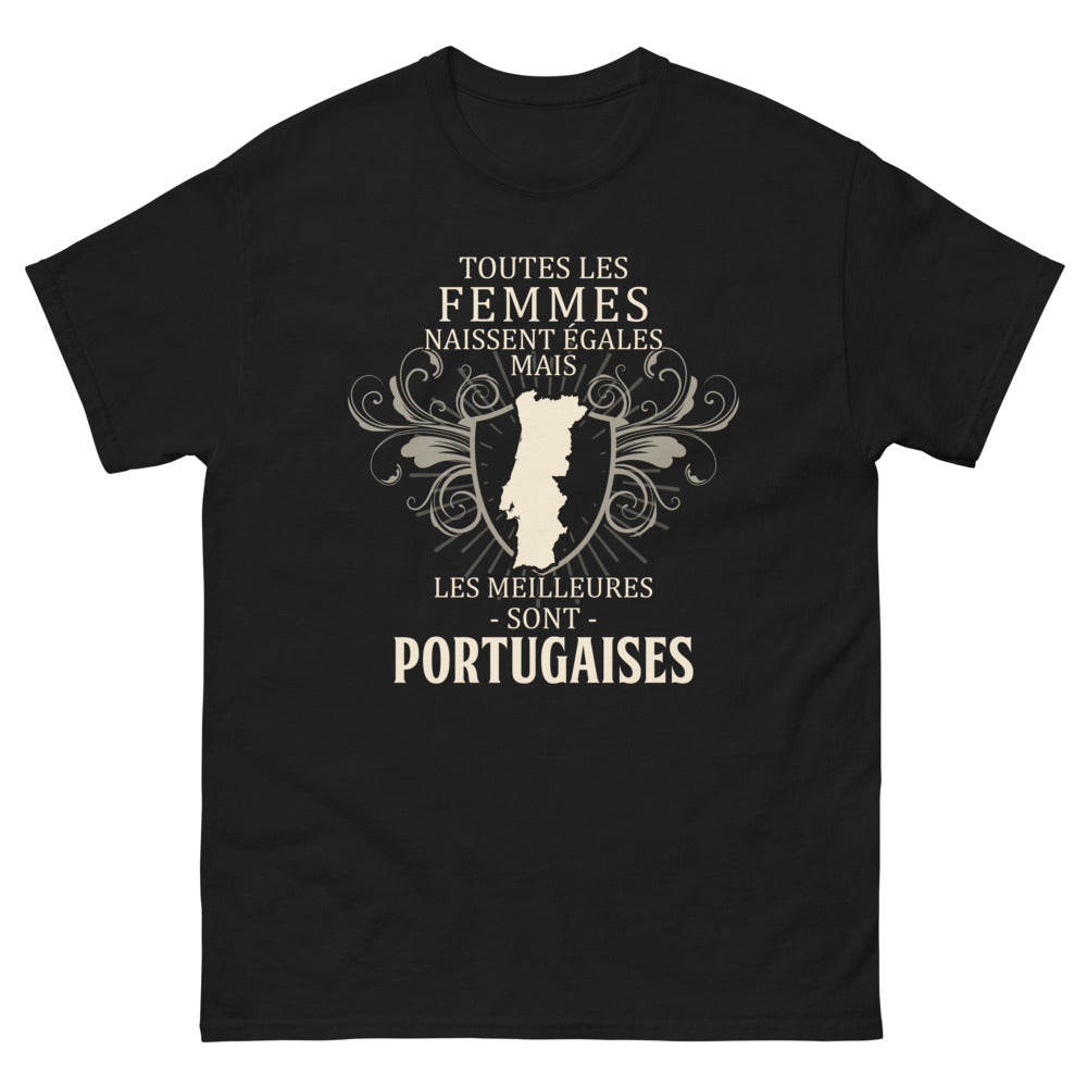 T-shirt Portugal noir - Les meilleures sont portugaises