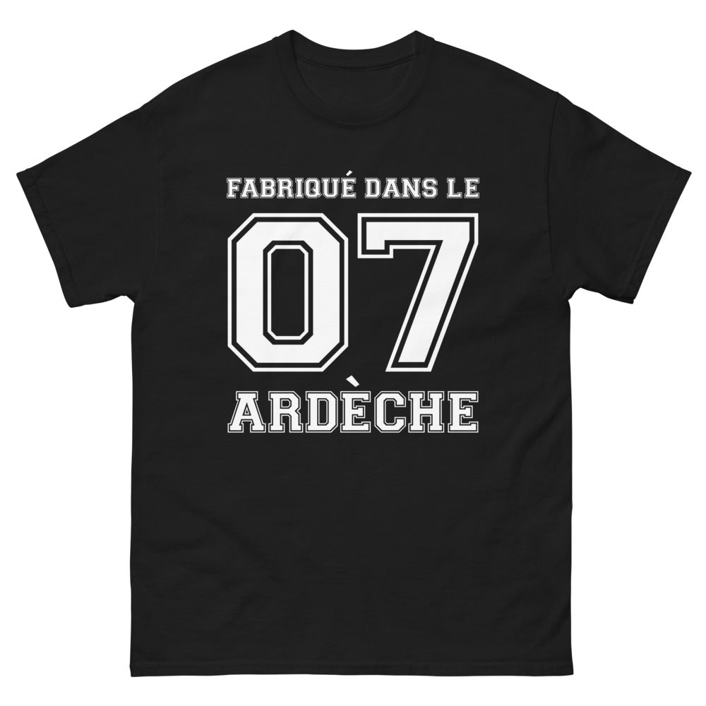 T-shirt Ardèche noir - Fabriqué dans le 07 avec humour