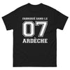 T-shirt Ardèche noir - Fabriqué dans le 07 avec humour