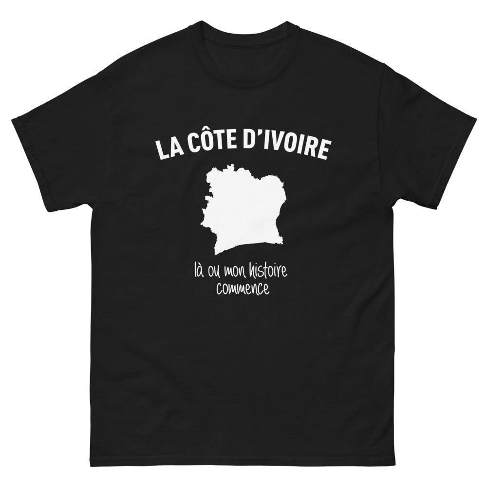 T-shirt Côte d'Ivoire noir - Là où mon histoire commence