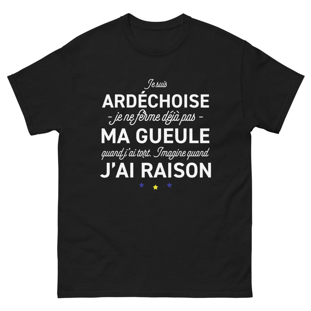 T-shirt Ardèche noir - Je suis Ardéchoise, humour et fierté