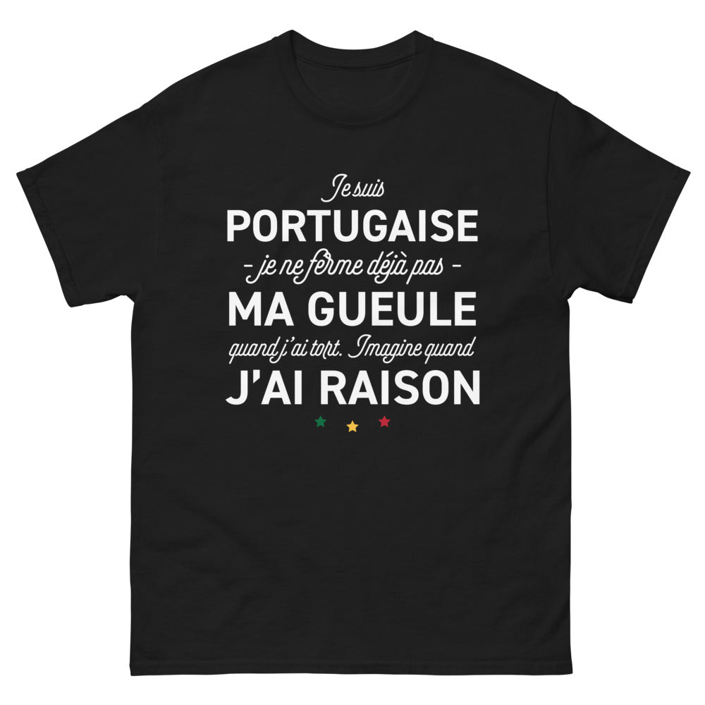 T-shirt Portugal noir - Fier d'être Portugaise et Grande Gueule
