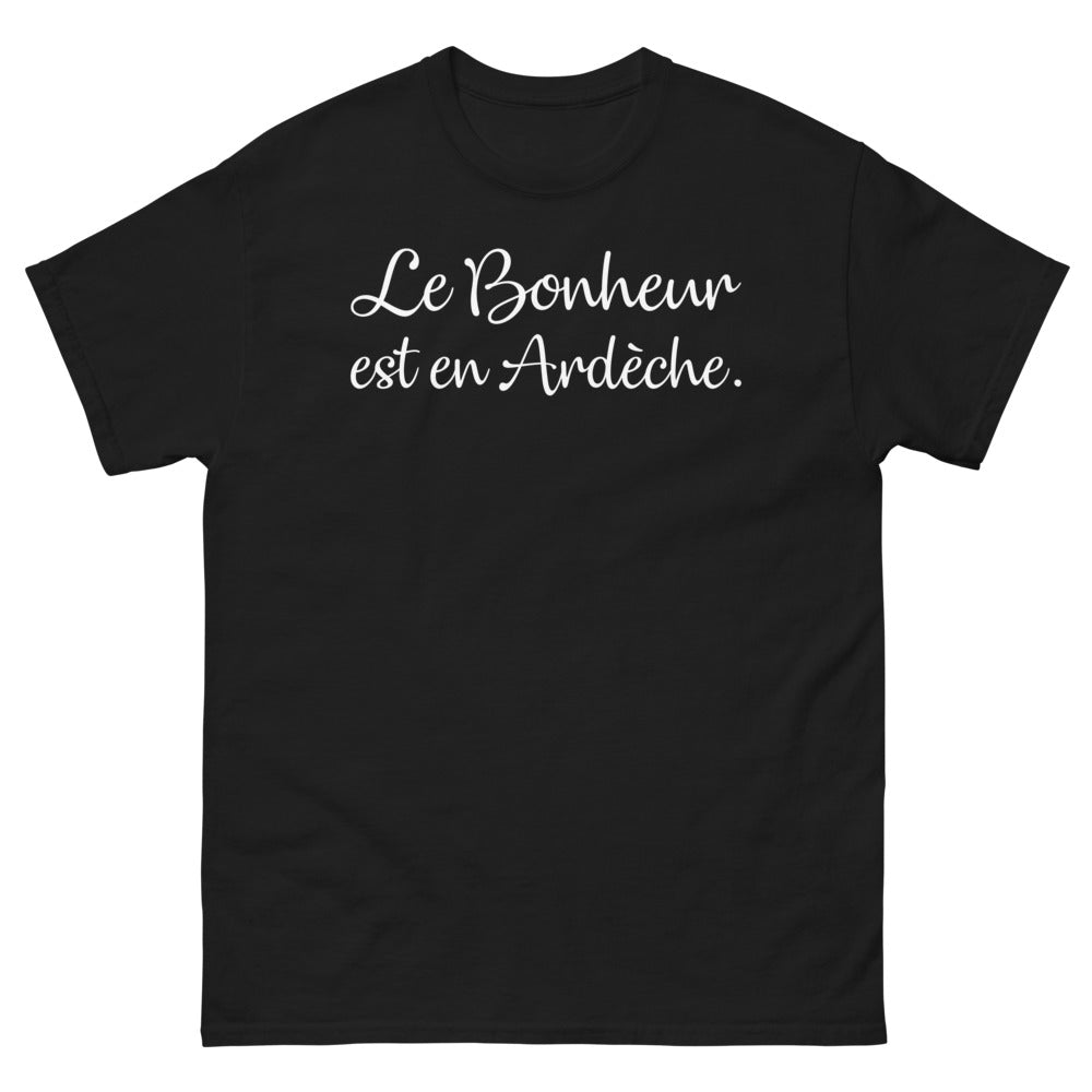 T-shirt Ardèche noir - Le bonheur est en Ardèche