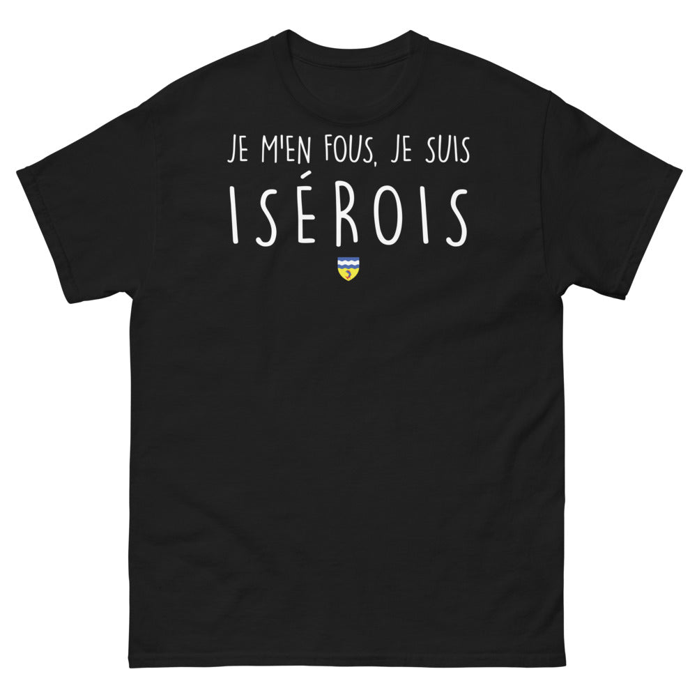 T-shirt Isère noir - Je m'en fous, je suis Isérois