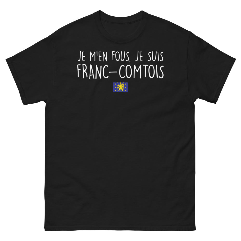 T-shirt Franc-Comtois noir - Je m'en fous, je suis Franc-Comtois