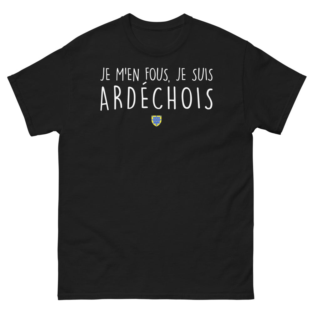 T-shirt Ardéchois noir - Je m'en fous, je suis Ardéchois