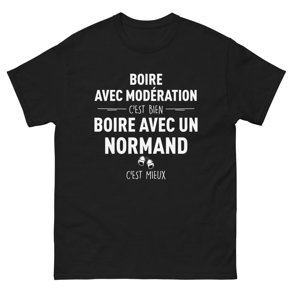 T-shirt Normand noir - Boire avec un Normand, c’est mieux !
