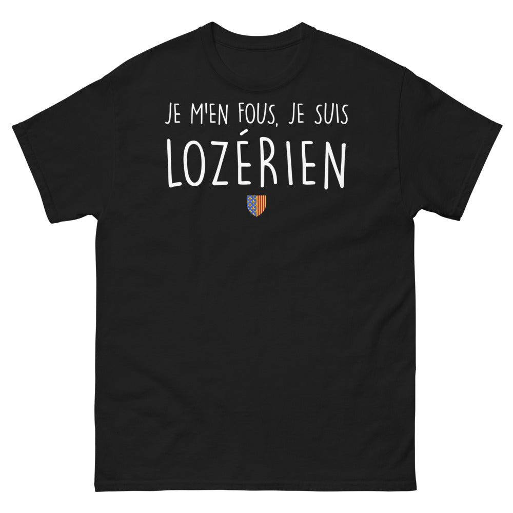 T-shirt Lozère noir - Je m'en fous, je suis Lozérien