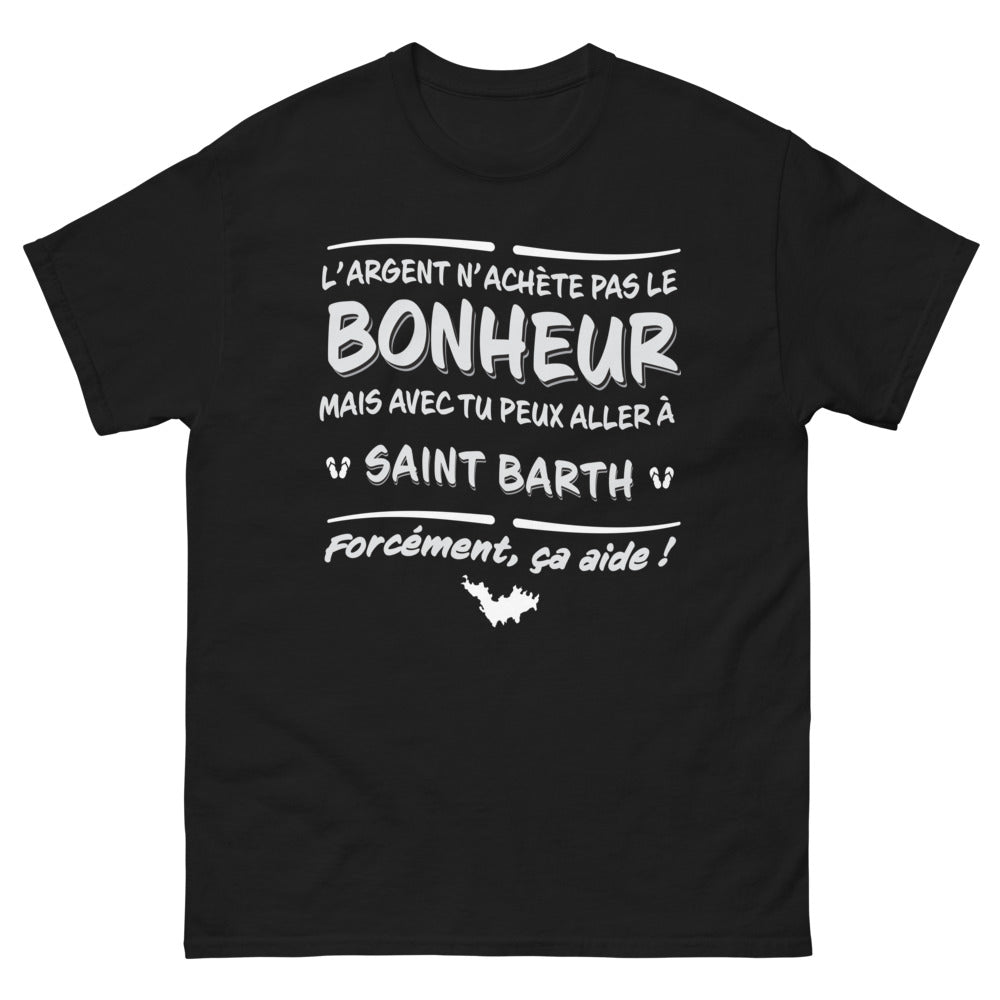 T-shirt Saint-Barth noir - L'argent n'achète pas le bonheur, mais ça aide