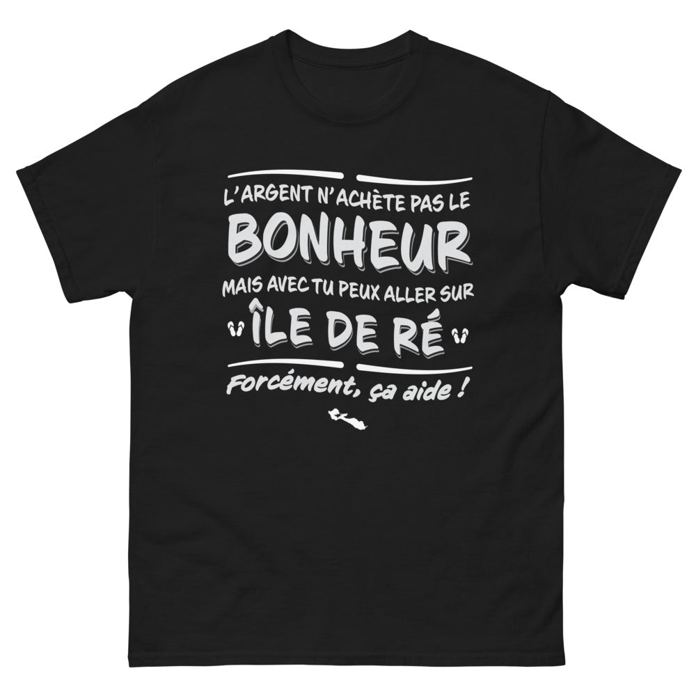 T-shirt Île de Ré noir - L'argent n'achète pas le bonheur