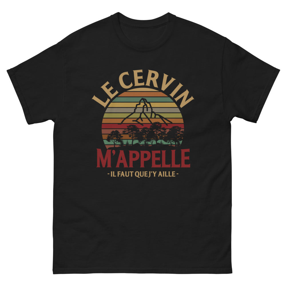 T-shirt Montagne noir - Le Cervin m'appelle, il faut y aller
