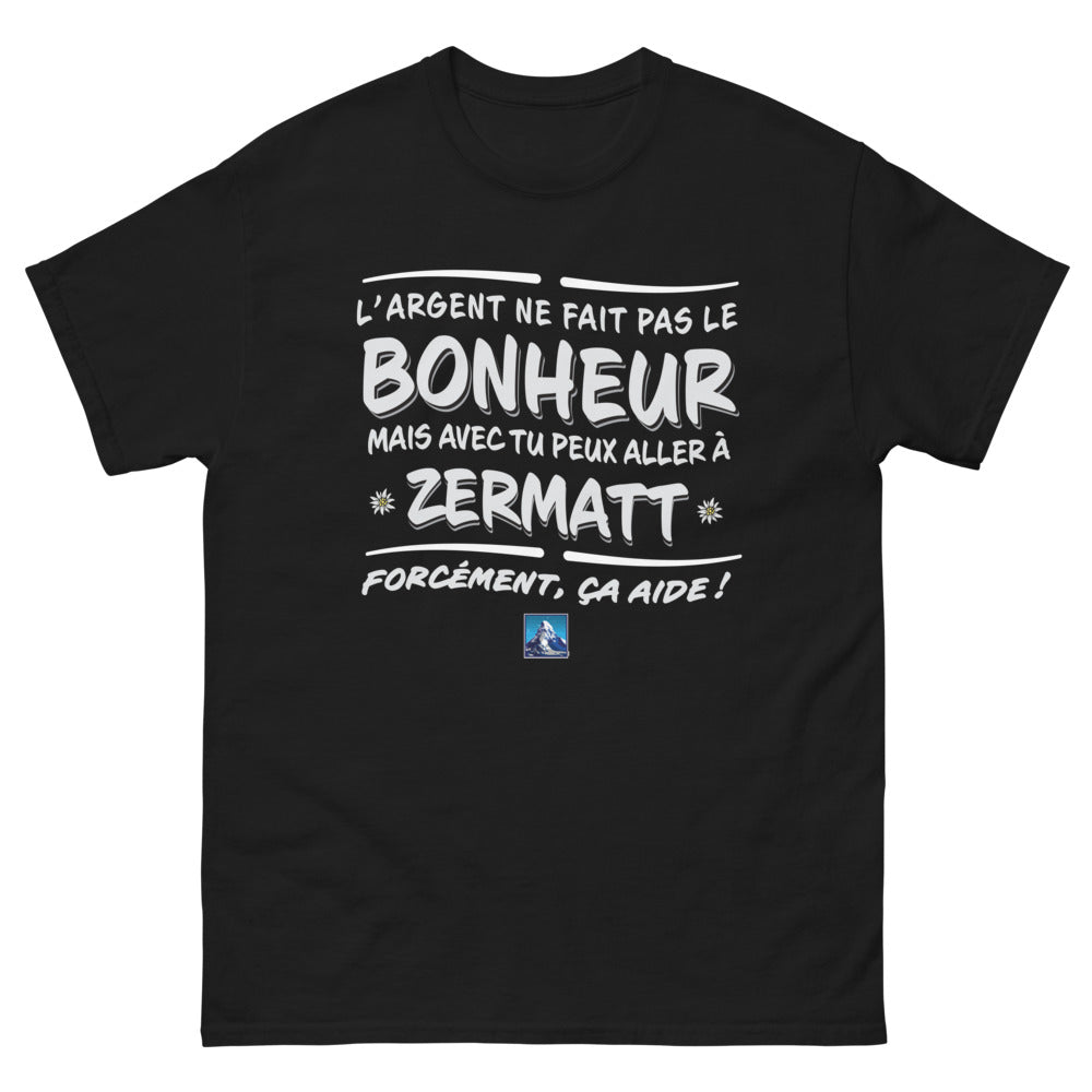 T-shirt Zermatt noir - L'argent ne fait pas le bonheur