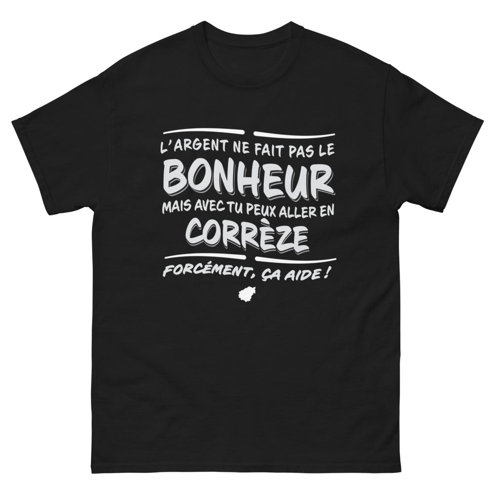 T-shirt Corrèze noir - L'argent ne fait pas le bonheur