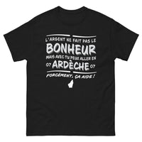 Thumbnail for T-shirt Ardèche noir - L'argent ne fait pas le bonheur