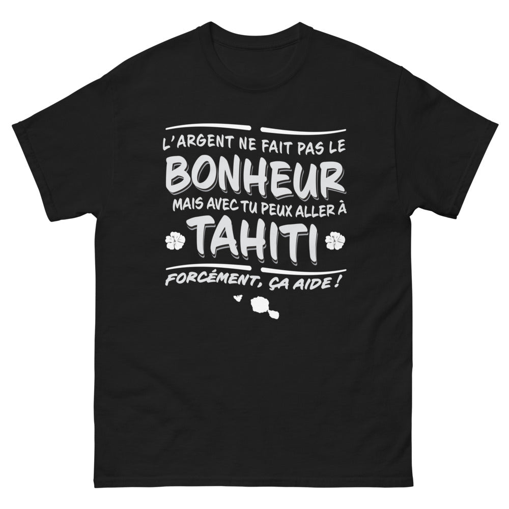 T-shirt Tahiti noir - L'argent ne fait pas le bonheur