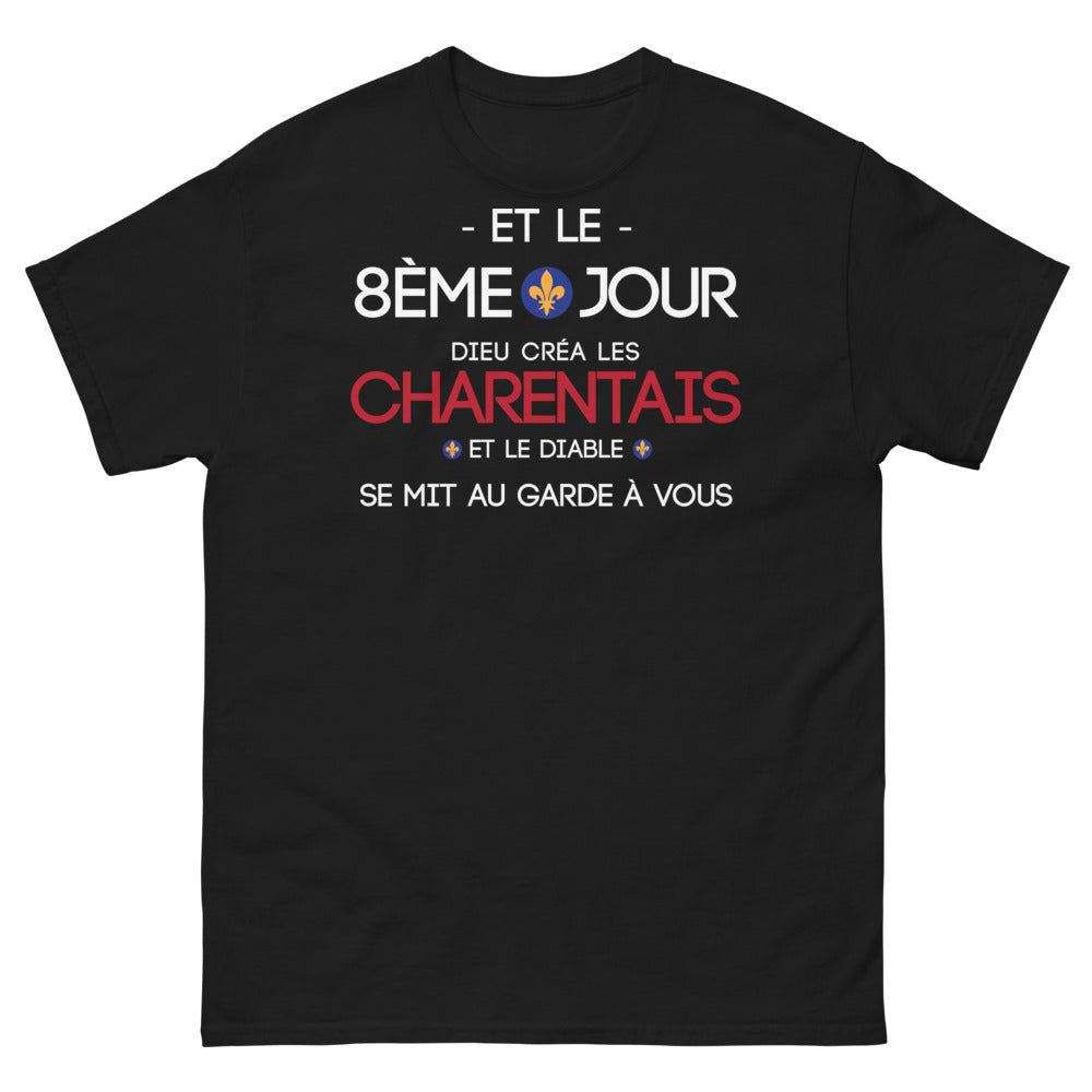 T-shirt Charente noir - Dieu créa les Charentais avec humour