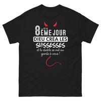 Thumbnail for T-shirt Suisse noir - Création divine et malice humoristique