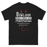 Thumbnail for T-shirt Fribourg noir - Dieu créa les Fribourgeoises