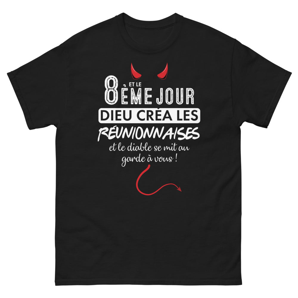 T-shirt Réunion noire - Et le Dieu créa les Réunionnaises