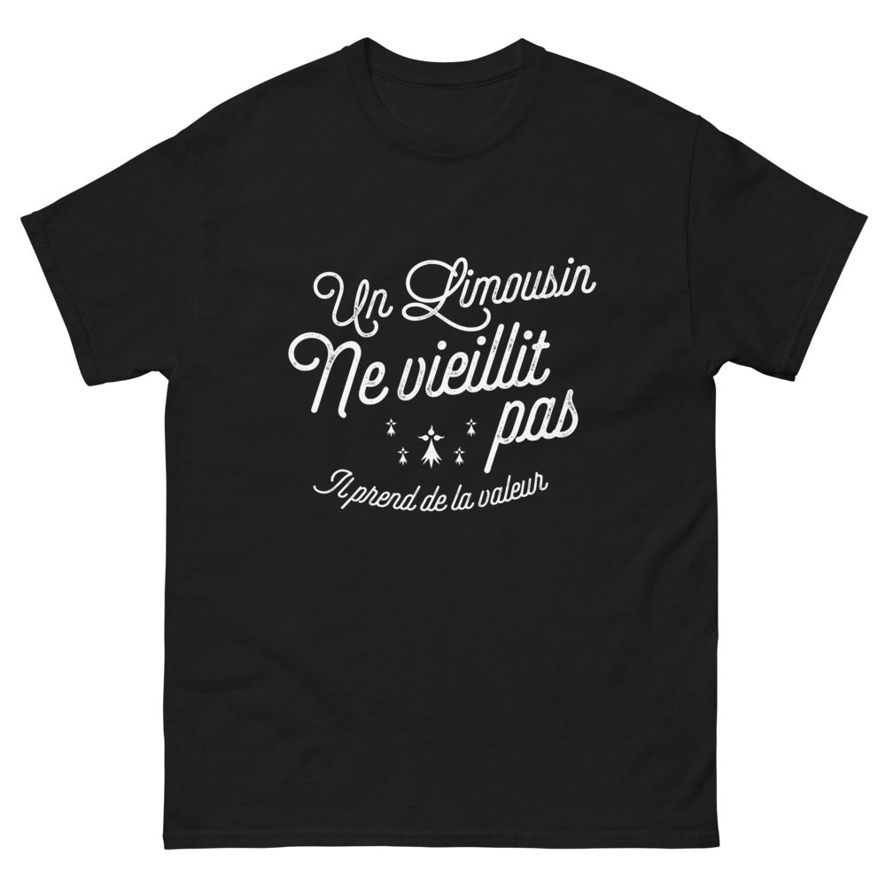 T-shirt Limousin noir - Un Limousin ne vieillit pas, il prend de la valeur
