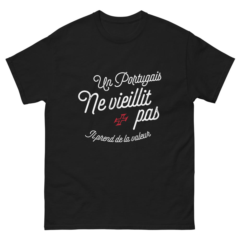 T-shirt Portugal noir - Un Portugais prend de la valeur